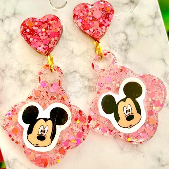 Acrylic Mickey Mouse Earrings - Picture 1 of 5